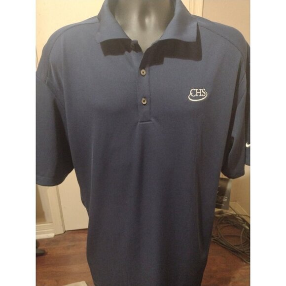 NWT New Nike Dri Fit Short Sleeve Polo Shirt Golf 2XL Navy Blue Polyester - Picture 1 of 13